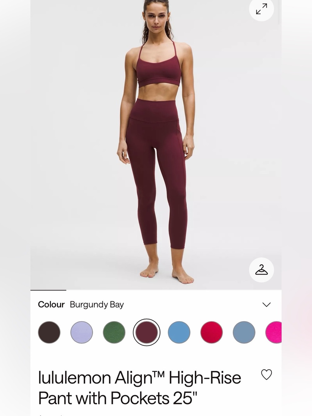 Lululemon Burgundy Bay Set — Align™ Pants + Wunder Train Top, Size 2